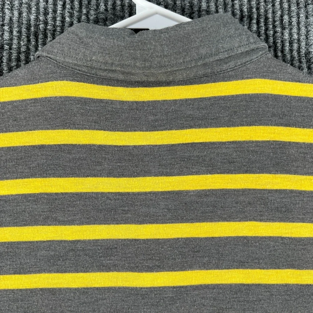 Banana Republic Mens Size Medium Gray‎ Yellow Striped Short Sleeve Polo Shirt